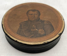 19th Century Papier Mache Snuff Box with Portrait of Emperor Napoleon I.