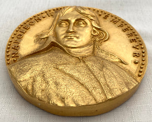 Large Gilt Bronze Medallion with Profile of Napoleon Bonaparte. Bicentenary of Birth 1769 - 1969.