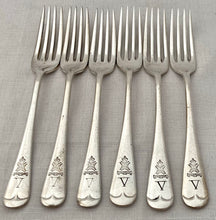 Six Silver Plated Table Forks, 5th Battalion Sherwood Foresters, Nottinghamshire & Derby Regiment.