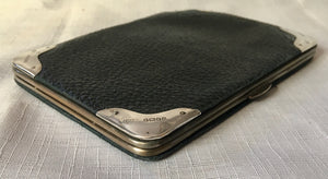 Edwardian silver mounted leather card case. Birmingham 1902 Danziger & Isaacs.