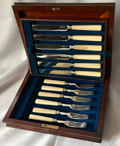 William IV Silver & Ivory Dessert Knives & Forks for Six. Sheffield 1832 Atkin & Oxley.