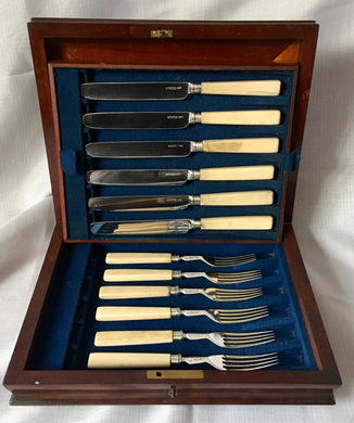 William IV Silver & Ivory Dessert Knives & Forks for Six. Sheffield 1832 Atkin & Oxley.