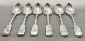 Early Victorian Set of Six Silver Tablespoons. Newcastle 1838 Thomas Watson. 13.2 troy ounces.