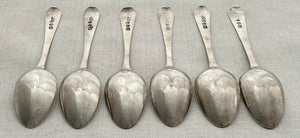 Georgian, George III, Six Silver Teaspoons. London 1795 Stephen Adams II. 2.5 troy ounces.