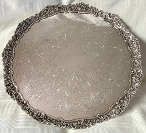 Victorian Large & Ornate Silver Plated Salver. Birmingham circa 1890, Browett Ashberry & Co.