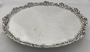 Victorian Large & Ornate Silver Plated Salver. Birmingham circa 1890, Browett Ashberry & Co.