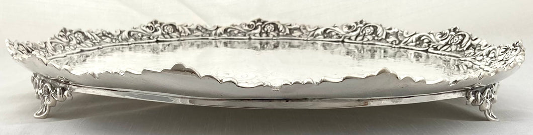 Victorian Large & Ornate Silver Plated Salver. Birmingham circa 1890, Browett Ashberry & Co.