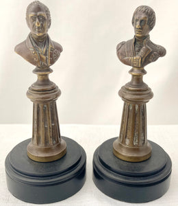 Duke of Wellington & Vice-Admiral Nelson 19th Century Brass Busts.
