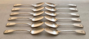 Early Victorian Set of Twelve Silver Teaspoons. London 1845 Samuel Hayne & Dudley Cater. 6.5 troy ounces.