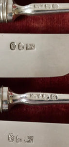 Georgian, George III, silver & mother of pearl dessert knives & forks for twelve in original fitted case. Sheffield 1817.