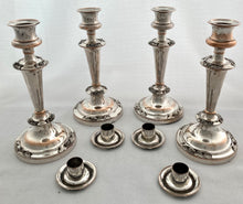 Late Georgian Set of Four Old Sheffield Plate Candlesticks. Blagden, Hodgson & Co. Sheffield, circa 1830 - 1835.