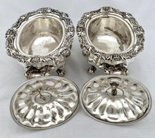 Victorian Pair of Silver Plated Mask Head Sauce Tureens. Birmingham circa 1860 G.R. Collis & Co.
