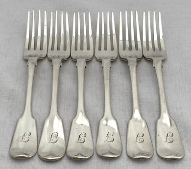 William IV Set of Six Silver Table Forks. London 1831 William Chawner II. 15.2 troy ounces.