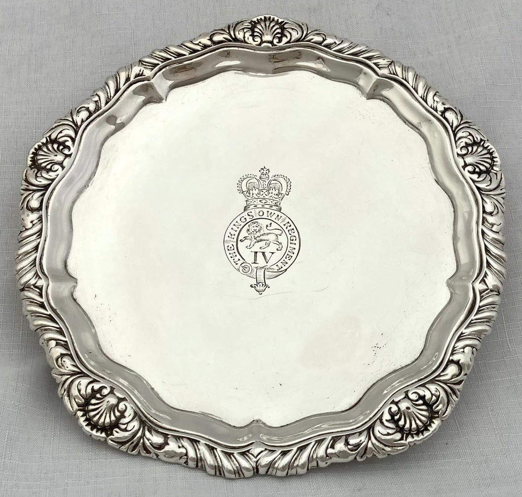George IV Silver Waiter for 4th (The King’s Own) Regiment of Foot. London 1825 William Bateman I. 10.6 troy ounces.
