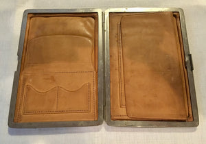 Late Victorian silver mounted leather card case and wallet. London 1899 Franz Schiebner.