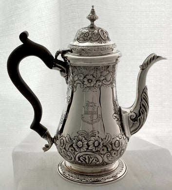 Georgian, George II, Silver Coffee Pot  London 1759 Thomas Whipham & Charles Wright. 23 troy ounces.