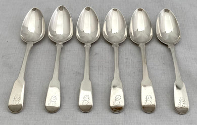 Georgian, George III, Set of Six Silver Dessert Spoons. London 1792 George Smith III & William Fearn. 7.9 troy ounces.