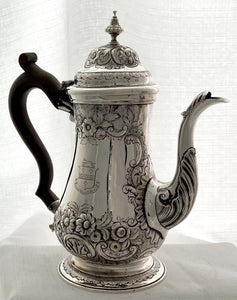 Georgian, George II, Silver Coffee Pot  London 1759 Thomas Whipham & Charles Wright. 23 troy ounces.