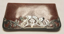 Late Victorian silver mounted miniature leather stamp & card wallet. Birmingham 1901 Marion & Co.