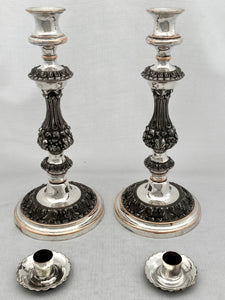 Georgian, George IV, Pair of Old Sheffield Plate Candlesticks, circa 1820 - 1830.