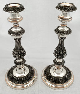 Georgian, George IV, Pair of Old Sheffield Plate Candlesticks, circa 1820 - 1830.