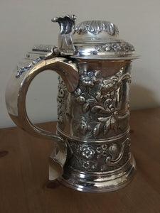 Georgian, George II silver tankard jug, London 1759 Benjamin Cartwright, 26.6 troy ounces