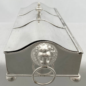 Silver Plated Inkstand with Lion Mask Handles.
