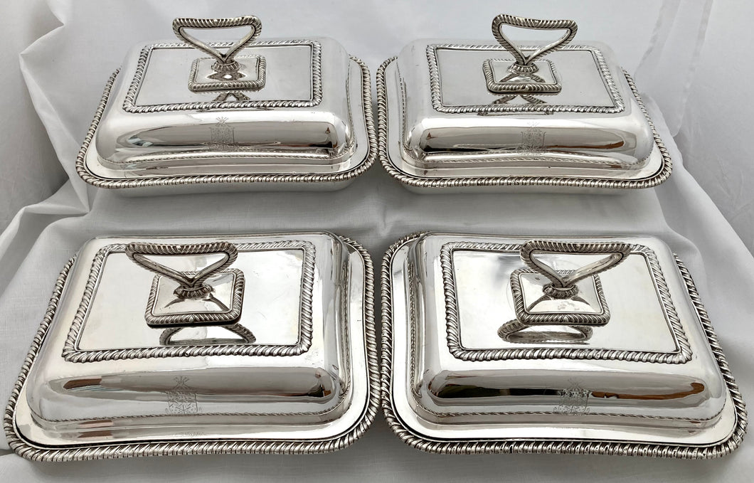 Four Georgian Armorial Old Sheffield Plate Entree Dishes for Edmeades. Circa 1810 - 1820.
