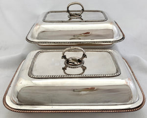 Georgian, George III, Pair of Crested Old Sheffield Plate Entree Dishes, circa 1810 - 1820.