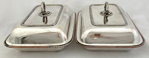 Georgian, George III, Pair of Crested Old Sheffield Plate Entree Dishes, circa 1810 - 1820.