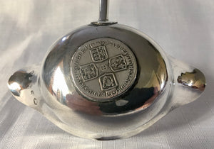 Georgian, George III, silver double lipped toddy ladle with inset George II silver shilling. London 1793 John Merry.