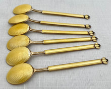 Six Silver Gilt & Guilloche Enamel Demitasse Spoons. David Andersen, Norway.