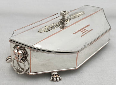 Early 20th Century, Silver Plate on Copper Presentation Inkstand for Stephen's Green Club, Dublin, circa 1912