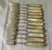 Georgian, George III, Silver & Mother of Pearl Dessert Knives & Forks for Twelve, circa 1810.