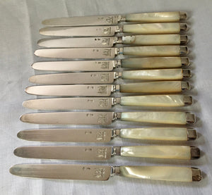 Georgian, George III, Silver & Mother of Pearl Dessert Knives & Forks for Twelve, circa 1810.