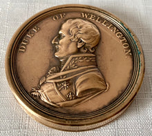 Early 19th Century Duke of Wellington Victories Box Medal with Paper Disc Inserts.