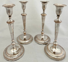 Georgian, George III, Set of Four Old Sheffield Plate Candlesticks, circa 1800.