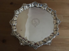 Georgian, George II, crested silver salver. London 1752 William Peaston. 20 troy ounces.