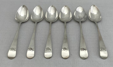 Georgian, George III, Six Scottish Provincial Silver Dessert Spoons. James Orr of Greenock, 1804.  5.5 troy ounces.