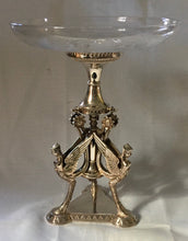 Art Deco Egyptian Revival Silver Plated & Etched Glass Centrepiece.