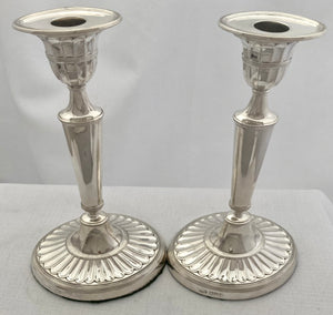 Edwardian Pair of Silver Candlesticks. London 1903 Charles & George Asprey.