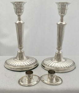 Edwardian Pair of Silver Candlesticks. London 1903 Charles & George Asprey.