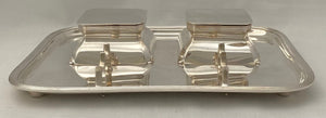 George V Silver Inkstand. Birmingham 1935 Asprey & Co. Ltd. 33.8 troy ounces.