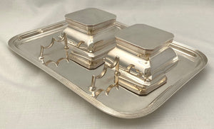 George V Silver Inkstand. Birmingham 1935 Asprey & Co. Ltd. 33.8 troy ounces.