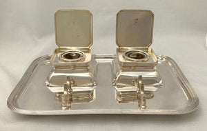 George V Silver Inkstand. Birmingham 1935 Asprey & Co. Ltd. 33.8 troy ounces.