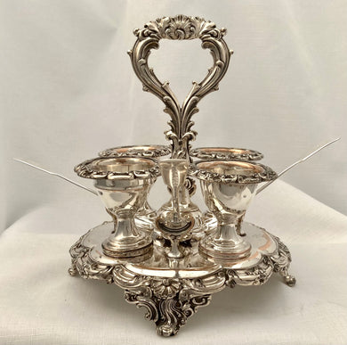 Late Georgian Old Sheffield Plate Egg Cruet Set for Four Persons, circa 1830.