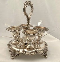 Late Georgian Old Sheffield Plate Egg Cruet Set for Four Persons, circa 1830.