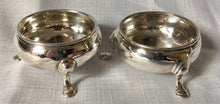 Matched pair of Georgian, George II & III, silver cauldron salts. London 1753 & 1765. 2.5 troy ounces.