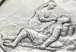 French Silver Plated Box Depicting a Nurse & French Soldier of The Great War.