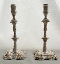 Pair of Early George III Old Sheffield Plate Candlesticks, ex Gordon Crosskey Collection, circa 1765.